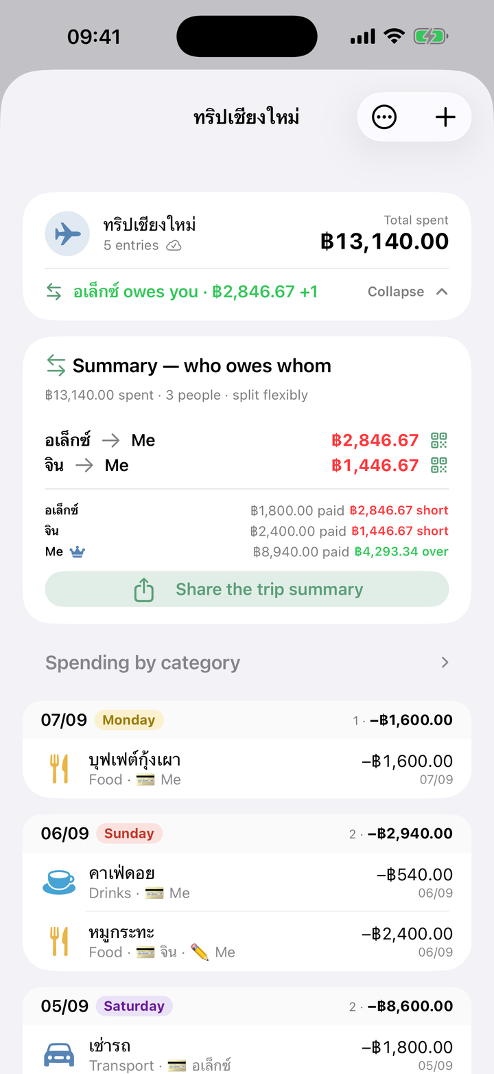 Trip pocket — who owes whom